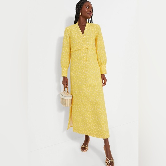 Yellow Daisy Jacquard Aurelia Dress